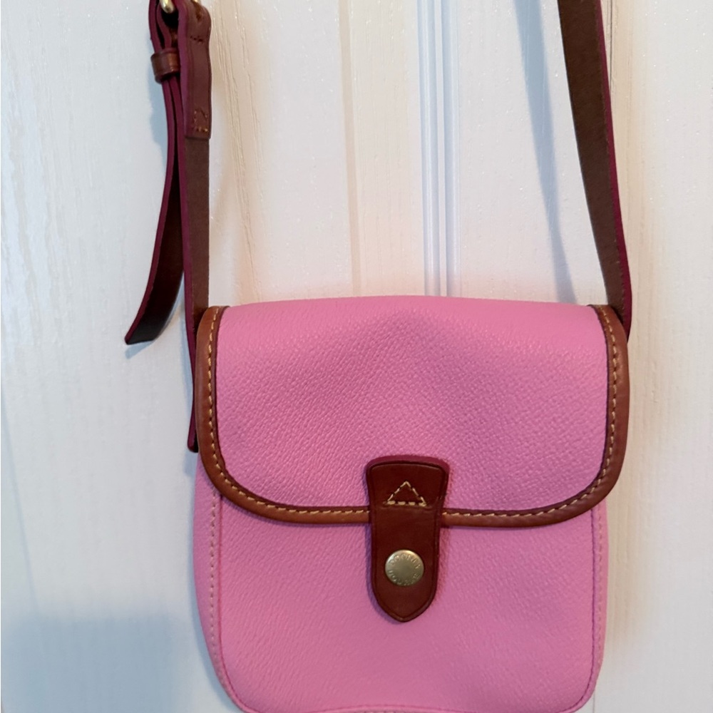 Dooney & Bourke EV364 Pink Pebbled Leather Snap Flap North South Crossbody